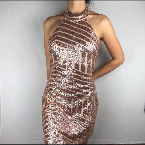 🌻A’gaci Blush sequin halter top dress - Picture 1 of 5
